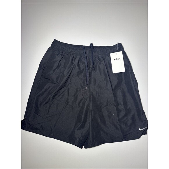 Nike Men’s Swim Trunks Medium Black – Drawstring Shorts w/ Logo & Pocket - Picture 1 of 7
